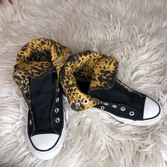 Converse Shoes - Allstar Fold-Over Black Animal Print Converse, 7